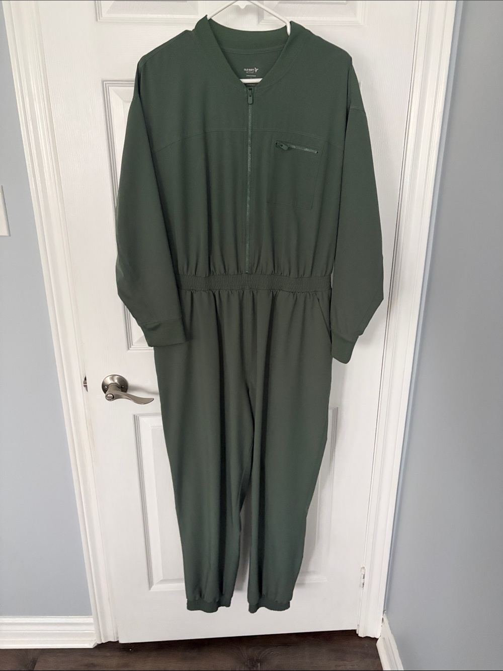Relaxed Olive Green Zip-Front Jumpsuit
